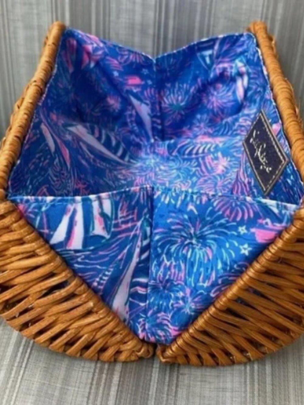 Lilly Pulitzer Woven Rattan Glasses Case/Clutch in Tan It's a Sailabration NEW
